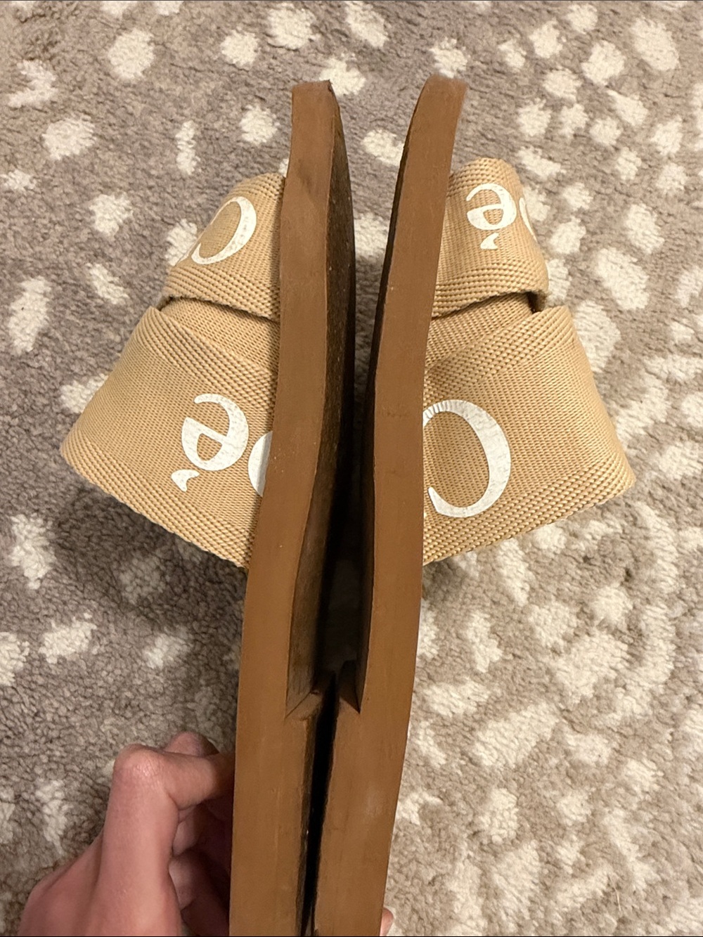 Chloe Beige and Brown Logo Slide Sandals - Picture 4 of 4